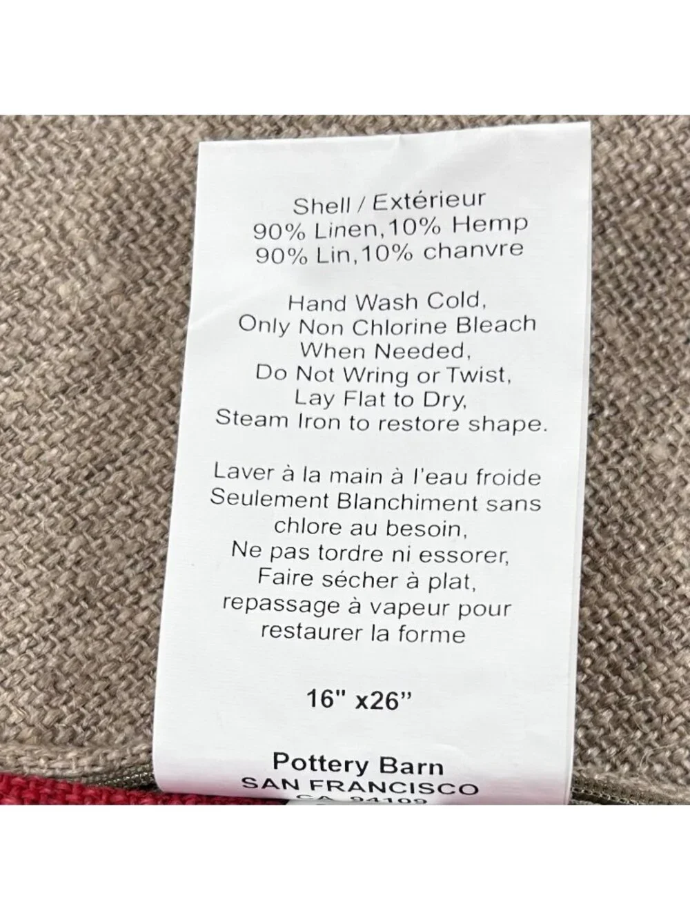 Pottery Barn Christmas Pillow Sham 25x16 Burlap Farmhouse Holiday Peace